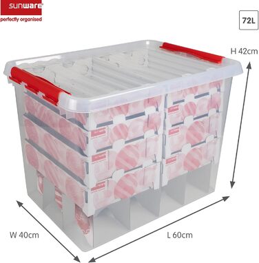 Ящик для прикрас Sunware Q-line 72L, прозорий, з вставкою для 128 кульок