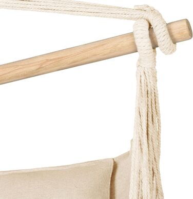 Гамак-крісло з подушкою 100x130x75 см, до 150 кг, для саду та дому, бохо-стиль, для дорослих (Бежевий)