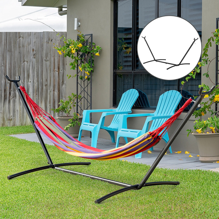 Стійка для гамака Outsunny для гамака Металева підставка з гачком 280 x 120 x 110 см до 120 кг для саду та пляжу