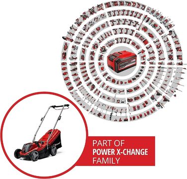 Акумуляторний газонокосарка Einhell GE-CM 18/33 Li Kit Power X-Change (18 В, ширина косіння 33 см, до 200 м², Brushless, кошик 30 л, висота косіння 25-65 мм, з акумулятором 4,0 Ah + зарядним пристроєм)