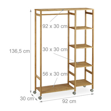 Relaxdays Рулонна вішалка для одягу з бамбука