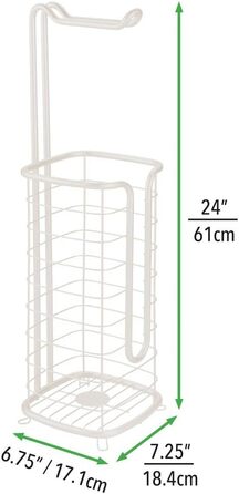 Тримач туалетного паперу mDesign без свердління Окремо стоячий тримач туалетного паперу для ванної кімнати Стійкий до іржі тримач рулону паперу для чотирьох рулонів