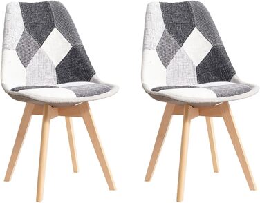 Обідні стільці GrandCA HOME, чорні з білим, 2 шт. - дерев'яні, ретро-дизайн, для кухні та офісу