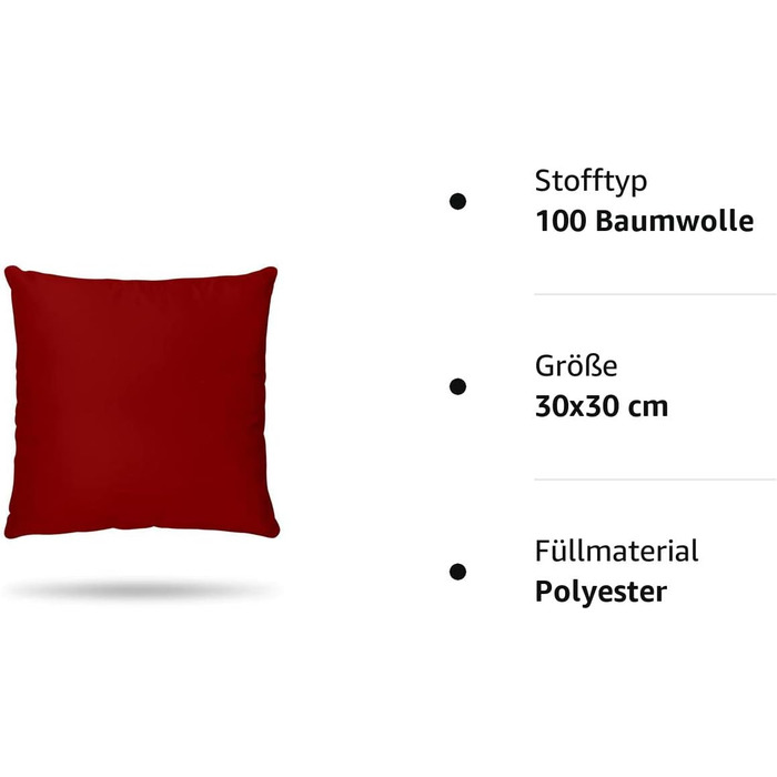 Подушка Hans-Textil-Shop (30x30 см, бордо червоний)