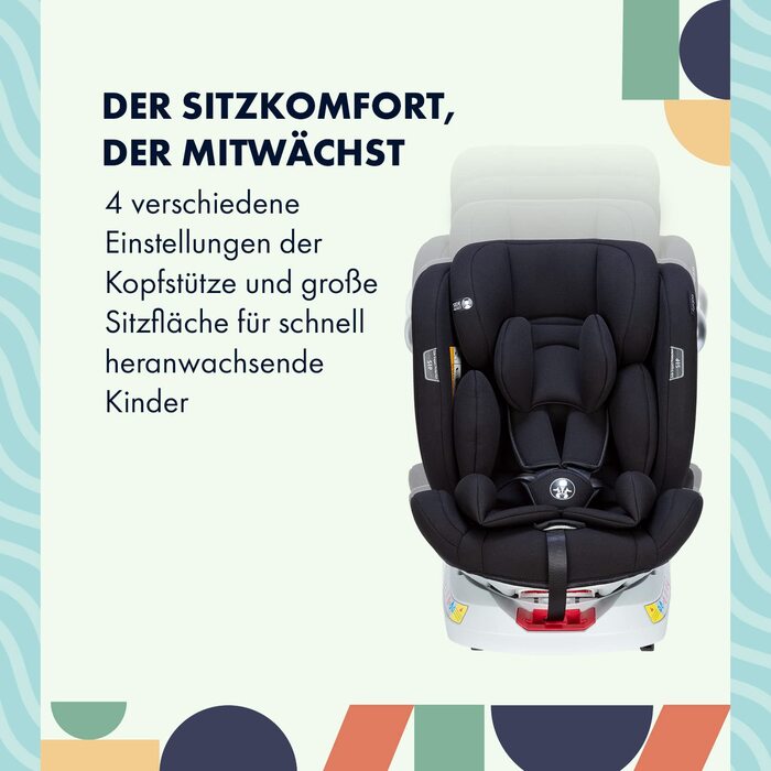 Бортове автокрісло Babify для немовлят і дітей, 0 місяців - 12 років, регульоване на 360, портативне та безпечне сидіння, зручне крісло з м'якою оббивкою. (Чорний)