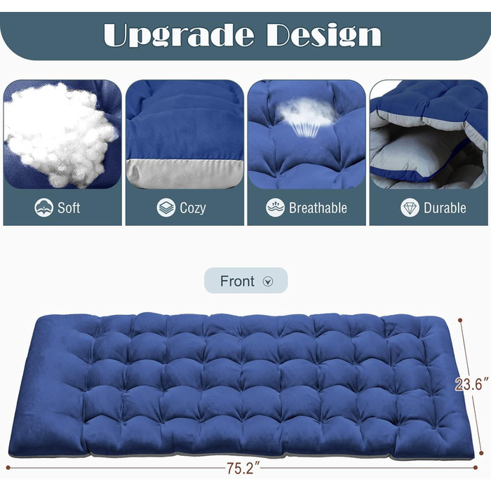 Розкладне ліжко-шезлонг для відпочинку з матрацом, 200 кг, з кишенями та регульованою спинкою, для саду, офісу (блакитний)