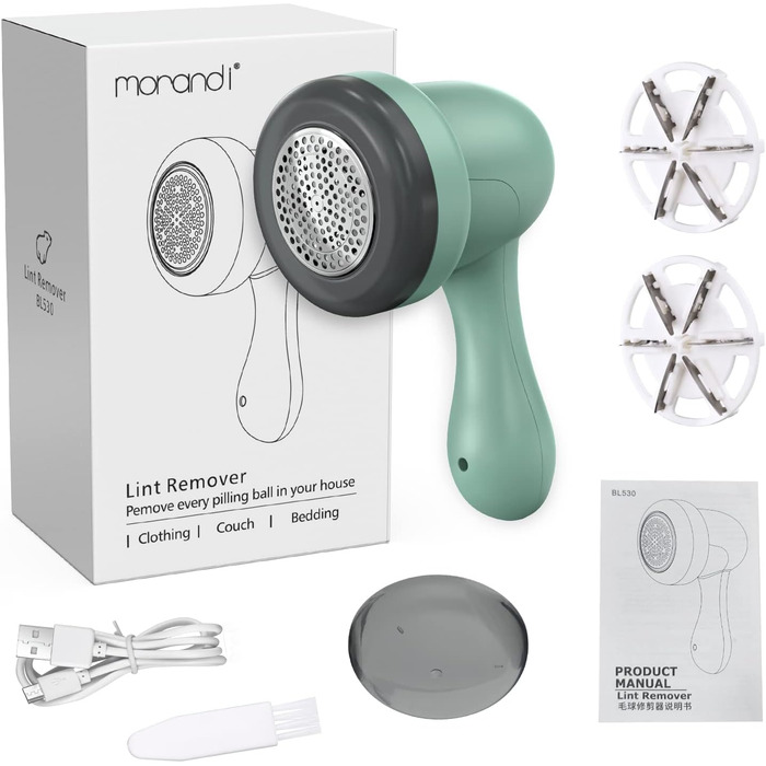 Електричний видалення ворсу Fusselrasierer: портативний пристрій для одягу, меблів та килимів, USB-зарядка, змінна шестилопатна головка