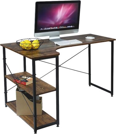Столи Комп'ютерний стіл Стіл для ПК Офісний стіл Робочий стіл з книжковою шафою Дерево 120x74x71,5 см Чорний 0073ZZ (Дерево Вінтаж)
