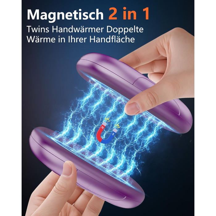 Електричні грілки для рук DDKJ - 2 шт. з LED-дисплеєм та 3 рівнями нагріву. Повторно заряджаються, для дітей, чоловіків та жінок.