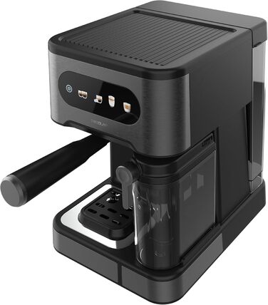 Кавомашина Cecotec Halbautomatische Express-Kaffeemaschine Power Espresso 20 ColdBrew Latte: 1350 Вт, 20 бар, холодний/теплий/гарячий, сенсорний екран, 1.5 л резервуар для води, 500 мл молока, підігрівач чашок, подвійний портафільтр