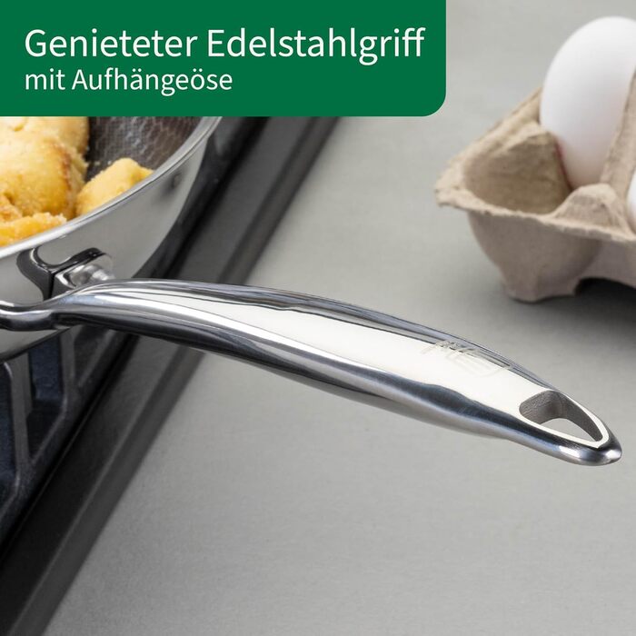 Сковорода Chefkoch від Fackelmann – діаметр 28 см, преміум-якість, антипригарне покриття, нержавіюча сталь, для всіх типів плит (включно з індукцією)