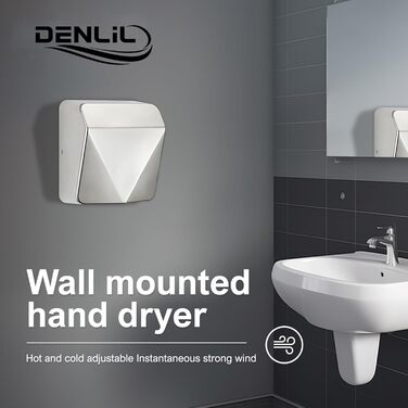 Електричний сушильник для рук з нержавіючої сталі, комерційний, високої продуктивності, з HEPA фільтром, час сушіння 7 секунд