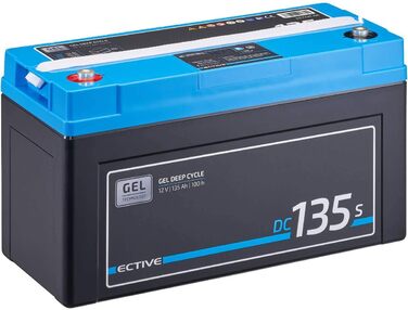 Акумулятор ECTIVE GEL DC135SC - 12 В, 135 Ач, з заправними пакетами, LCD дисплей - батарея VRLA глибокого циклу, сонячна батарея, батарея для човнів, стартерна батарея, свинцево-кислотна батарея для караванів, кемперів