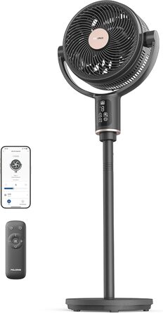 PELONIS вентилятор підлоговий Smart з осциляцією, DC мотор, 9 швидкостей, 26dB, регулювання висоти 36-110см, 9H