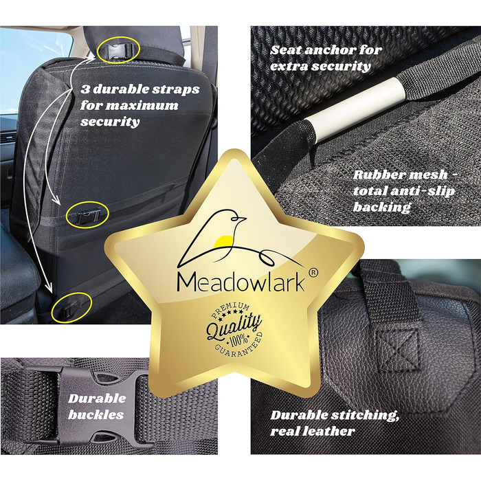 Чохол на переднє сидіння автомобіля Meadowlark для собак, стьобаний, зносостійкий, водовідштовхувальний, чорний (60 символів)