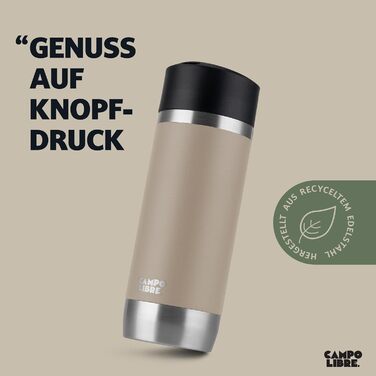 Термокружка Campo Libre Anto I для кави з собою, 450 мл, подвійні стінки, витримує 6 годин, витік захищений, пісочно-бежевий колір