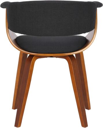 Стільці для їдальні CLP Bruce з тканинним покриттям, дерев'яним каркасом, чорного кольору для їдальні або кухні | Крісло витримує до 150 кг, колір: каркас - горіх, тканина - чорний