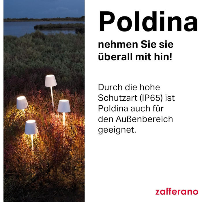 Zafferano Poldina Pro: Бездротова настільна лампа з торшетом Corten, сенсорне керування, для дому та саду, регулювання яскравості, 2200-3000K, 38 см