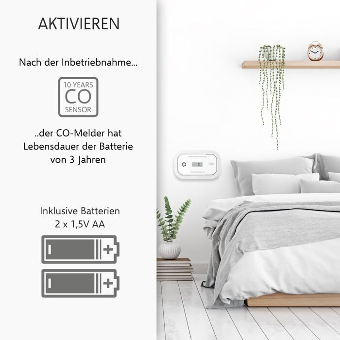 Датчик монооксиду вуглецю ELRO FC5003 (2 шт.) з 10-річним сенсором | LCD дисплей та 3 роки батареї | Надійний захист та CO-аварійний сигнал | Відповідає стандарту EN50291