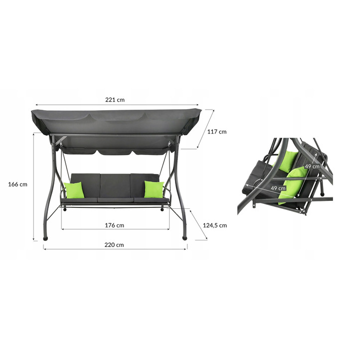 Садова підвісна гойдалка Kontrast, 49 x 176 см