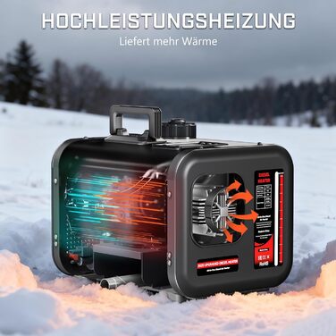 Дизельний опалювач LDHTHOPI 8 кВт, 12/24V з таймером, LCD-дисплеєм та пультом керування, швидким нагрівом 4.5л, для гаража, кемпінгу, автодому (червоний, 7л)