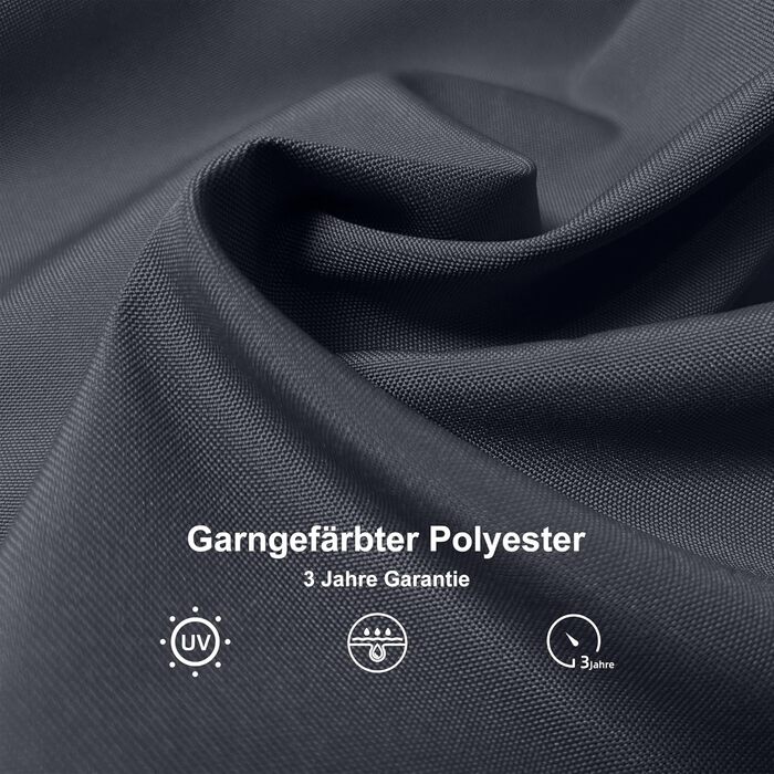 Парасолька від сонця PURPLE LEAF 250x250 см, велика підвісна парасолька-ампел з рукою-коханцем, поворотом на 360° та хрест-підставкою для тераси та балкона, сіра