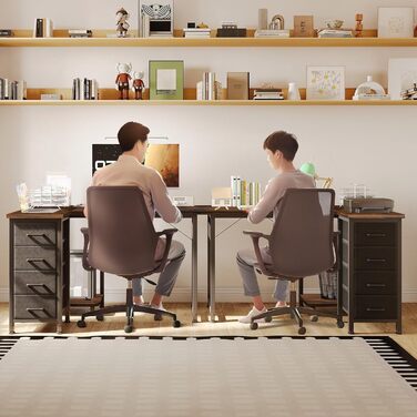 Комп'ютерний стіл Coleshome L-подібний, 120x70 см, 4 шухляди, для офісу/кабінету/спальні, вінтажний коричневий