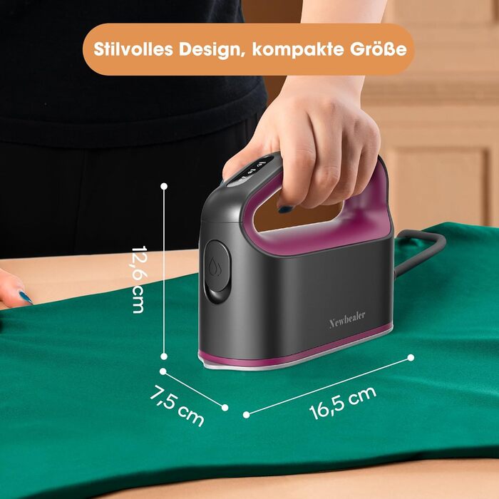 Праска Newbealer: компактна туристична праска, 1200W, 3 режими, швидкий нагрів 45с, зелений/пісочний колір