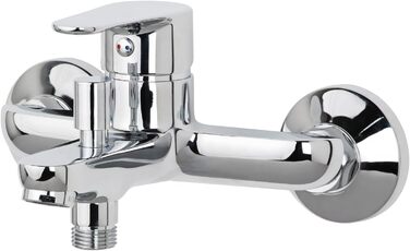 Змішувач для ванни aquaSu Basic 863 з перемикачем, тип 1/2 ' душовий вихід внизу, настінний, стандартні S-подібні з'єднання, керамічний картридж, латунний сердечник, хромований, 797887 (хром - Perry)