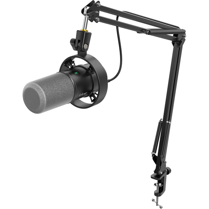 FIFINE K688: Студійний мікрофон XLR/USB для запису вокалу, подкастів, стрімінгу та геймінгу. Динамічний, з кардіоїдною характеристикою, навушником 3.5 мм та кнопкою мовлення.