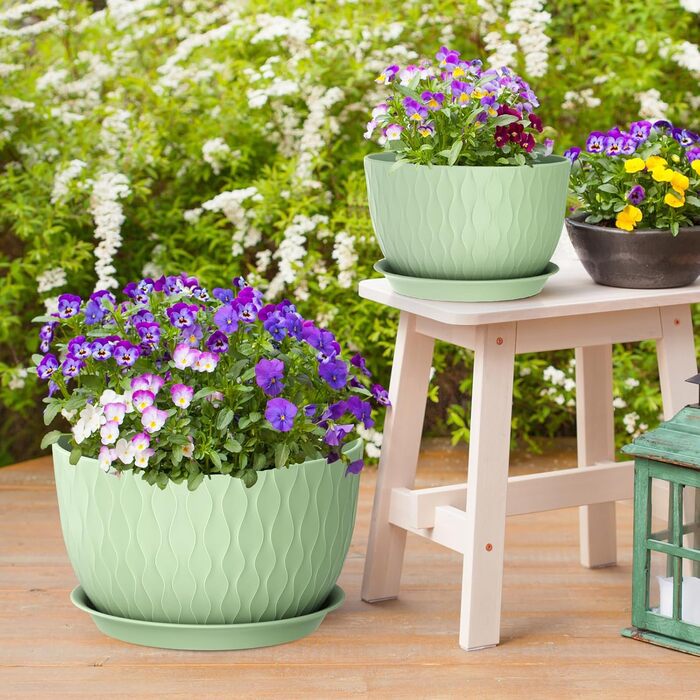 Набір горщиків для квітів з автополивом, 3 шт. (30/25/22 см, світло-зелений)