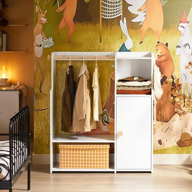 Дитяча шафа SoBuy з 2 гачками, гардероб для дитячої кімнати, білий, 94x110x35 см (KMB110-W)