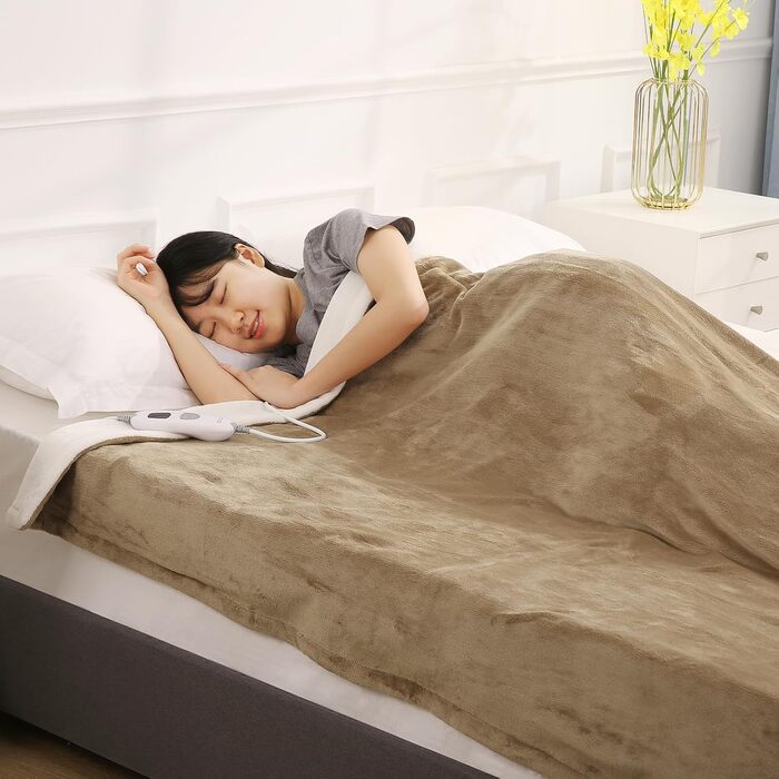 Електричний ковдрик-плед з 4 рівнями нагріву та автовимкнення через 6 годин, 130x180 см, м'який фланель, для зігрівання тіла, машинне прання