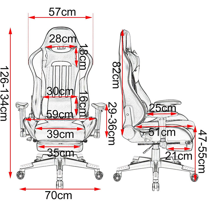 Ігрове крісло з підставкою для ніг гоночне крісло обертове офісне крісло офісне крісло стілець ПК стілець з функцією гойдання регульований по висоті штучна шкіра білий привабливий білий, 0021bgy