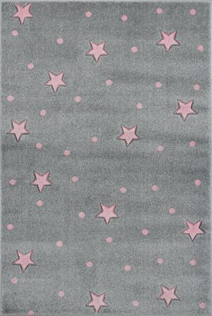 Дитячий килимок Livone Easy у догляді Star Dots, сріблясто-сіро-рожевий, 160x220 см