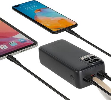 Вт, LCD, 1 вхід, 3 виходи, USB-C, сумісний з iPhone/Samsung/Huawei, 2585 30000mAh, QC/PD 20