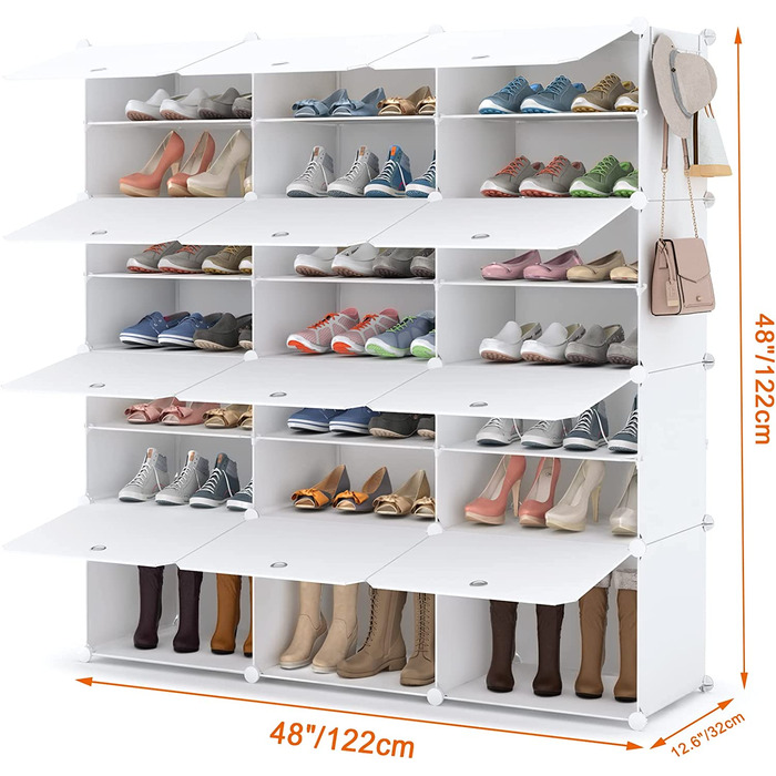 Полиця для взуття HOMIDEC на 42 пари 32х122х122 см біла