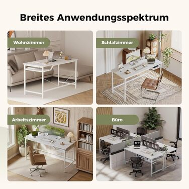 Комп'ютерний стіл Mericonia 120 см, ігровий стіл для невеликих приміщень, білий стіл для дому та офісу, стіл для студентів 120x60 см