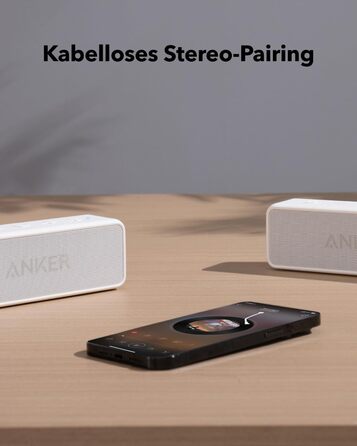 Портативна Bluetooth колонка Anker SoundCore 2, білий колір. Якісний звук, потужний бас, 24 години роботи від акумулятора, водонепроникність IPX7, сумісна з iPhone, Galaxy та іншими пристроями.