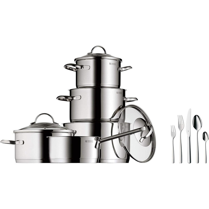 Набір столових приборів WMF Boston на 12 осіб (60 предметів) + Набір каструль Induktion Provence Plus (5 предметів)
