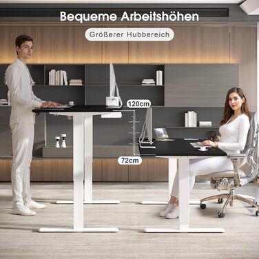 Електричний столик для роботи JUMMICO, 180x80 см, з регулюванням висоти, dualmotor, 100 кг, з кабелеуправлінням, 3 пам'яті висоти, USB-C, для home office (чорний+білий)