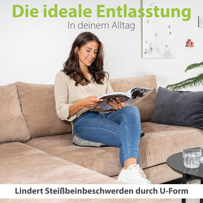 Ортопедична подушка-клинок Feela® для сидіння: 3 ступені жорсткості, для автомобіля та дивану, для спини, срібна, м'яка (50-80 кг)