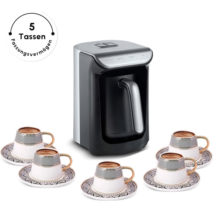 Кавомашина KARACA Hatır для приготування турецького кави з функцією обсмажування, 535W, сірий метал