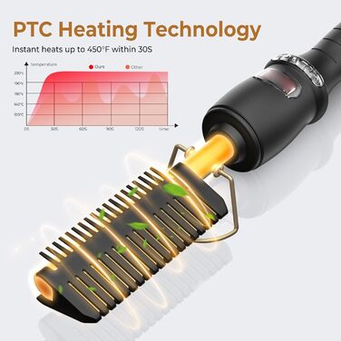 Гарячий гребінець для перук, щітка для випрямлення волосся з LCD Dislpay, випрямляч для завивки та випрямлення 2 в 1, гребінець для випрямлення волосся з захистом від опіків, без завивання, щітка для випрямлення волосся Швидкий нагрів для випрямлення воло