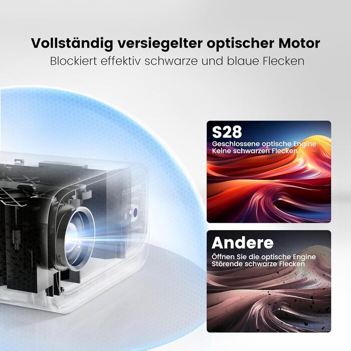 Портативний проєктор Beamer з автофокусом та корекцією трапецеїдальних спотворень, WiFi, Bluetooth, Full HD 1080P, LED, 145°, 50% Zoom, для домашнього кінотеатру та мобільного використання, чорний