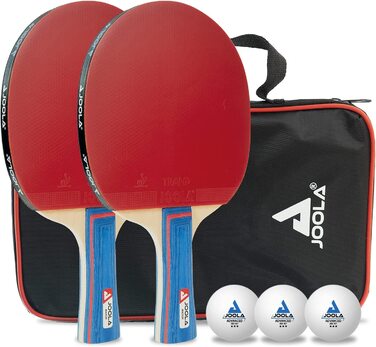 Набір для настільного тенісу Joola 54820 Duo, що складається з 2 ракеток для настільного тенісу 3 м'ячів для настільного тенісу1 сумка для зберігання,різнобарвна, однотонна і 42150 набір для настільного тенісу Colorato з 12 різнокольоровими кульками М'ячі