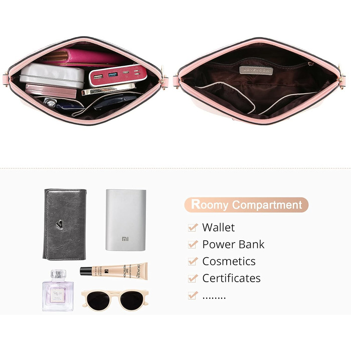 LOVEVOOK Набір сумок для жінок: гаманець, сумка через плече, сумка з ручкою, 3 шт., рожевий Y