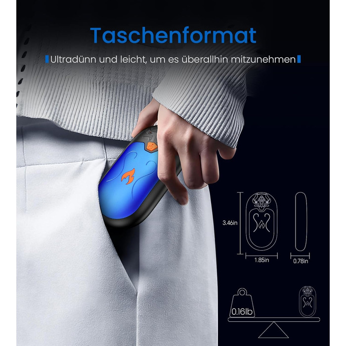 Електричні грілки для рук, 2 шт. з підзарядкою, 24 години тепла, 3 режими нагріву, портативні для жінок, чоловіків та пацієнтів з синдромом Рейно (блакитні)