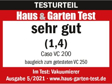 Вакууматор CASO VC200 для продуктів харчування з подвійним швом, вбудованим різаком та набором рулонів