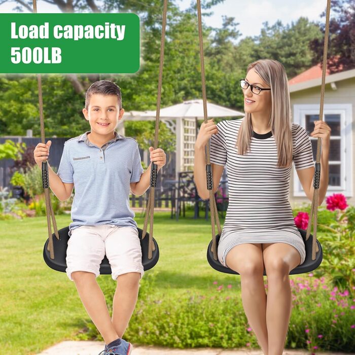 Дитяча гойдалка BeneLabel для дому та вулиці, міцна гума, регульоване положення 130-200 см, мотузка для підлітків/дорослих, зелений колір, 113 кг, комплект 2 шт.